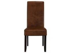 Lot De 2 Chaises SANTOS - Microfibre Aspect Cuir Vieilli - Pieds Bois Foncé -Mobilia Boutique tabouret de bar 274111