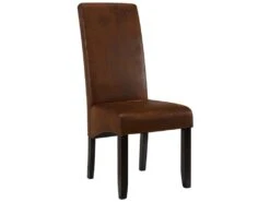 Lot De 2 Chaises SANTOS - Microfibre Aspect Cuir Vieilli - Pieds Bois Foncé -Mobilia Boutique tabouret de bar 274113
