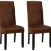 Lot De 2 Chaises SANTOS - Microfibre Aspect Cuir Vieilli - Pieds Bois Foncé -Mobilia Boutique tabouret de bar 274119